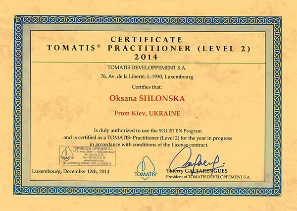 Tomatis diploma 1